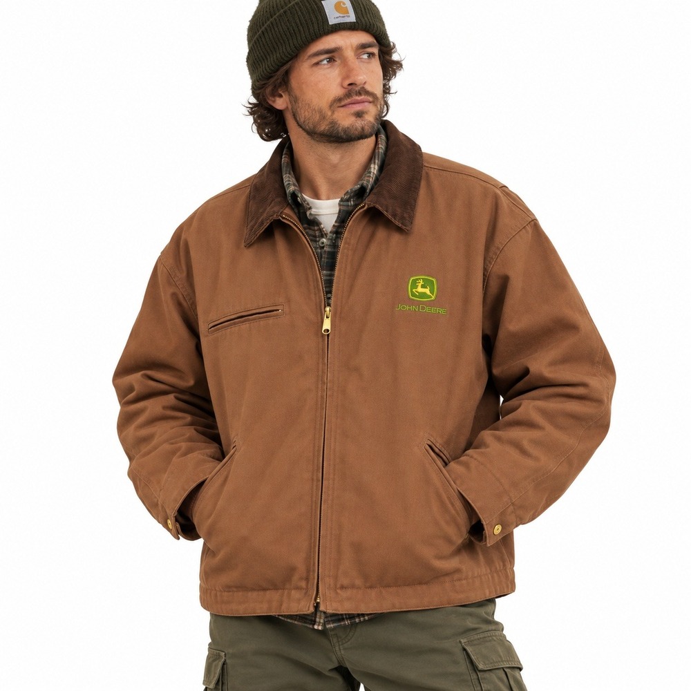Vintage 90s John Deere Tri-Mountain Jacket XL Duck Canvas Corduroy Workwear